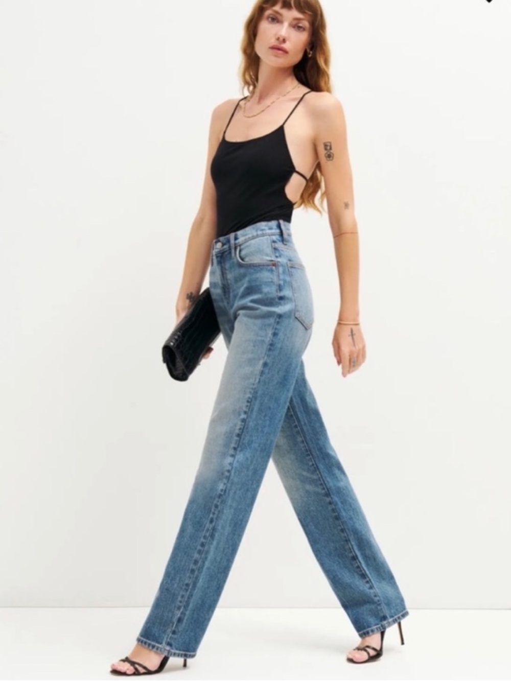 Reformation Jeans Elan Ultra High Rise Straight Leg Jeans 25 Merritt Classic